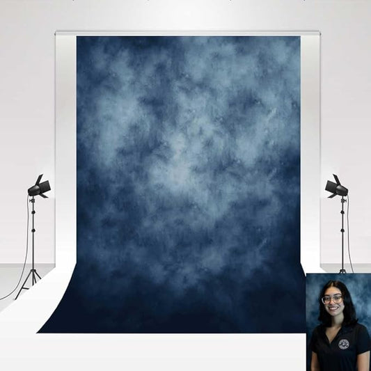 Kate Backdrop 1.5x2.2m/5x7ft Studio Classic Textured Dark Blue Figure Photography Shooting Backdrop Props Character Photography Background for Portraits