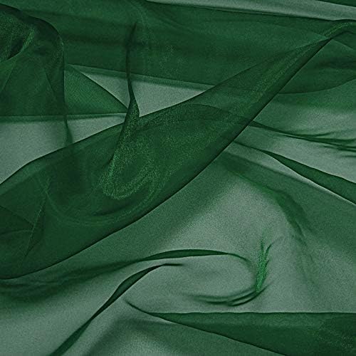 VDS Hunter Green Organza Fabric, 75 Yards Continuous, 45” Wide, Wedding Party Decoration Iridescent Crystal Sheer Shiny Organza Tulle Bridal Dress DIY Crafts Costume Sewing Backdrop Arch Cloth
