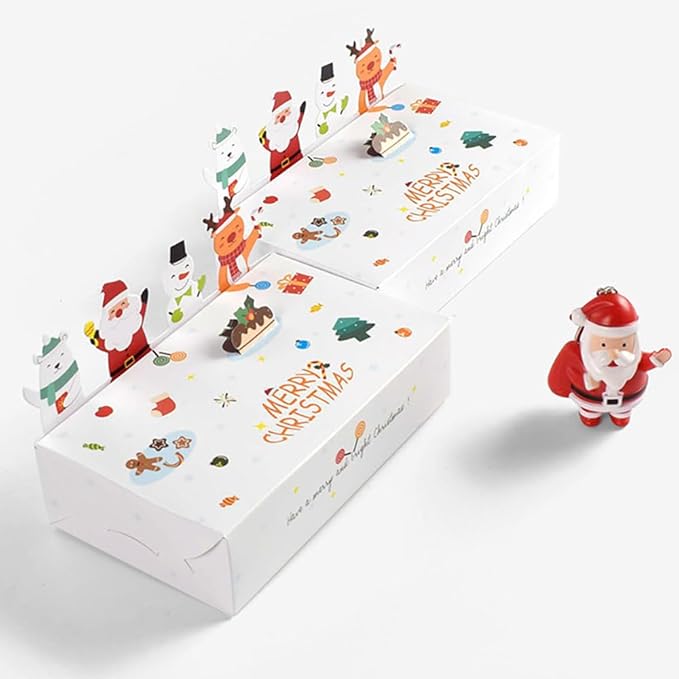 Cartoon Boxes With Lids - 3D Stand Bear Santa Claus Snowman Elk Merry Christmas Candy Boxes Kraft Paper Cookie Boxes for Gift Giving Decorations Party Small Present Box 10pcs