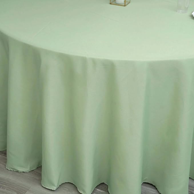 Efavormart Round Tablecloth, 132 Inch Stain & Wrinkle Resistant Washable Table Cloth, Decorative Polyester Fabric Table Cover for Banquet, Wedding, Dining- Sage Green