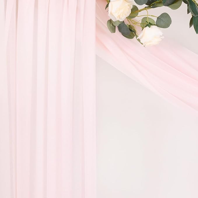 MLMC Blush Pink Wedding Arch Draping Fabric 1 Panel 29" x 20 FT Extra Long Gauze Drapes Sheer Backdrop Curtains 6.6 Yards Airy Outdoor Drapery Panels for Wedding Baby Shower Birthday Decor