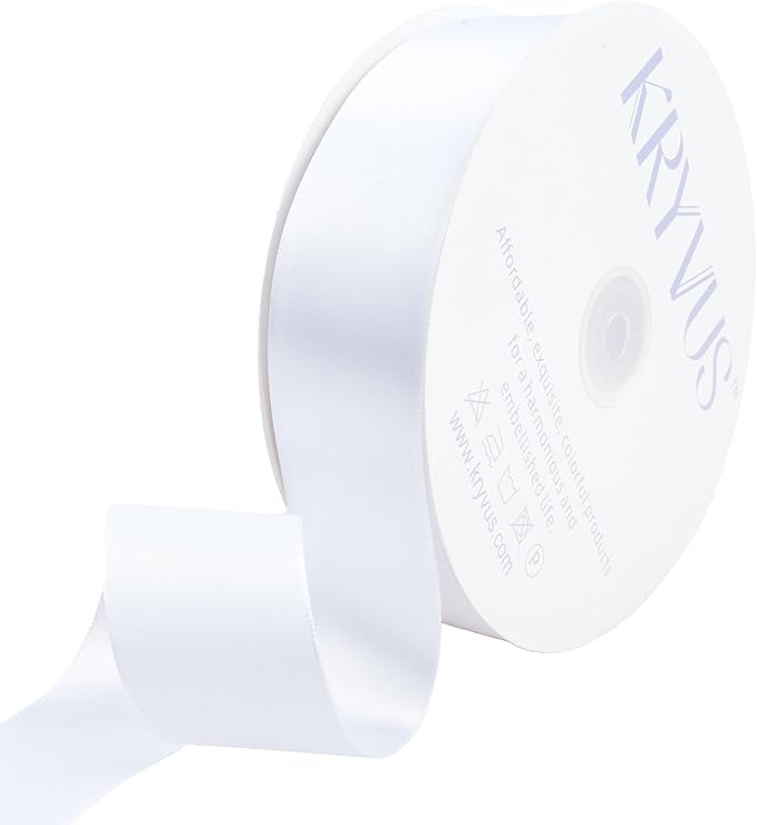White Satin Ribbon 1-1/2 inch X Continuous 100 Yards, Single Face Polyester Ribbon Perfect for Gift Wrapping, Flower Bouquet, Wedding Decor, Crafts, Bow Making, Sewing and More