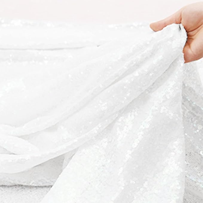 White Sequin Backdrop 2 Panels 2FTx8FT Glitter Drapes Sparkle Photo Backdrop Party Wedding Baby Shower Curtain Sparkle Photography Background Party Decor