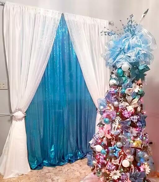 ShinyBeauty Sequin Backdrop 10x10FT Turquoise | Glitter Photo Background for Photography, Weddings, Parties, and Events | Elegant and Sparkly Aqua Shimmer Curtain
