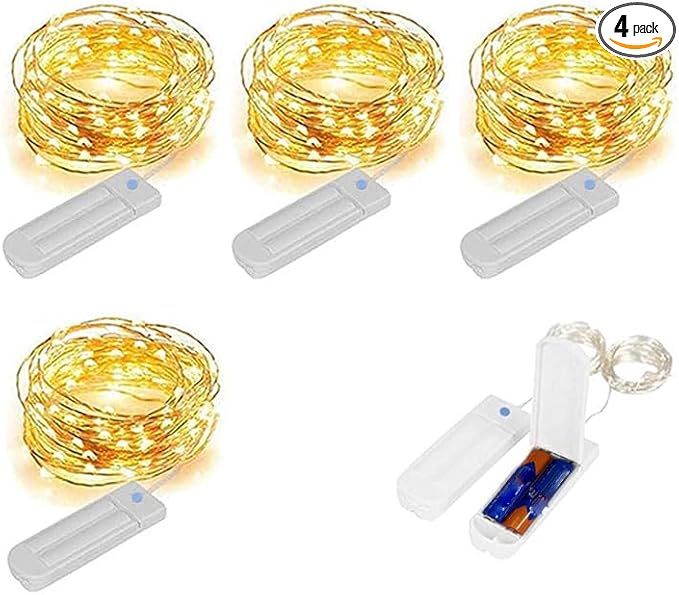 ZNYCYE 50 LED Fairy Lights with Timer,8.2Ft 8 Modes Battery Operated Fairy Lights, 4 Pack Mini Led String Lights for DIY Wedding Bedroom Mason Jar Vases Table Party Christmas Decoration (Warm White)