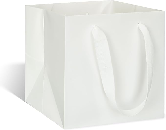 ADIDO EVA White Square Gift Bags Large Size Square Bottom Paper Bags with Handles for Party Favor, Shopping Bag (12x12x12 In, 10 CT)