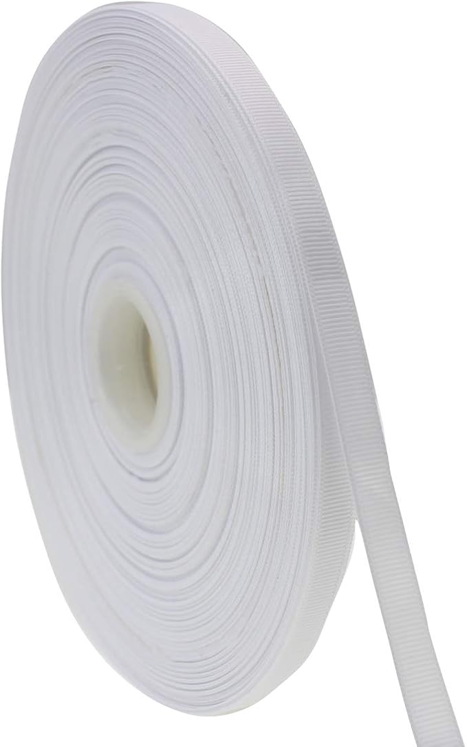 Jesep One Roll 100 Yards 3/8" Soild Grosgrain Ribbon Boutique Gift Wrapping Package Ribbon, DIY Crafts Bow Hair Headband Accessories Assorted Ribbon#29(3/8" 10mm, White)