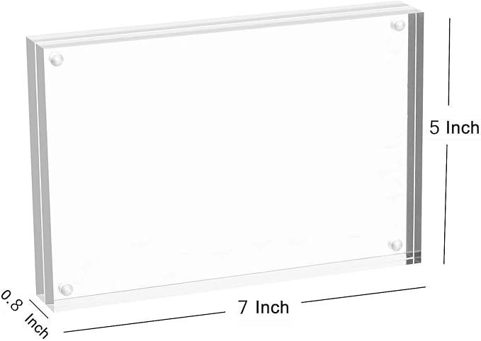 Meetu Acrylic Picture Frame 5x7 Tabletop Photo Frame Magnetic Double Sided Frame Free Standing Desktop for Display Document, Certificate, Photograph, Artwork in Office Room