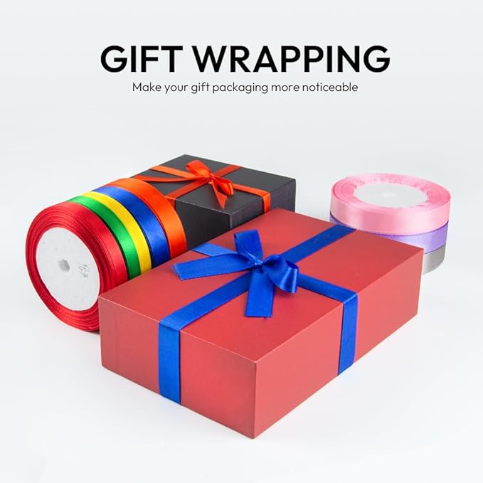 5/8 Inch 25 Yards Satin Ribbon White, Solid Color Fabric Ribbon for Gift Wrapping, Wedding, Polyester Gift Ribbon for Birthday Party Decoration, Craft, Hair, Floral, Sewing