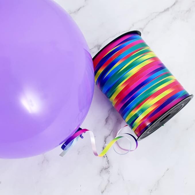 BEISHIDA 500 Yards Rainbow Curling Ribbon Balloon String, Multicolor Balloon Ribbon for Crafts Colorful Crimped Curling Ribbon for Gift Wrapping Party Festival Art Florist Flowers Decoration Supplies
