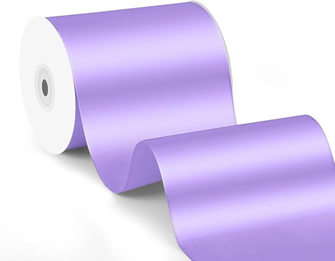 4" x 25 Yards Satin Ribbon, Light Purple Silk Ribbon Ideal for Gift Wrapping, Floral Bouquets, Crafts, Wedding Party Decorations, Christmas and Sewing Projects