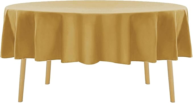 60 inch Round Tablecloth Washable Polyester Table Cloth Decorative Table Cover for Wedding Party Dining Banquet（60 inch,Gold）