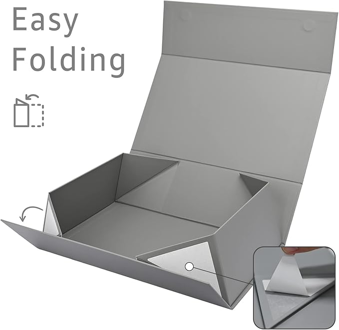 LIFELUM 2 Pack Large Gift Boxes with Lids,13.85 x 8.35 x 4.45 inch Gift Box Rectangle Collapsible Box Groomsmen Gift Boxes with Ribbon, Card, Shredded Paper Filler Gift Boxes for Presents