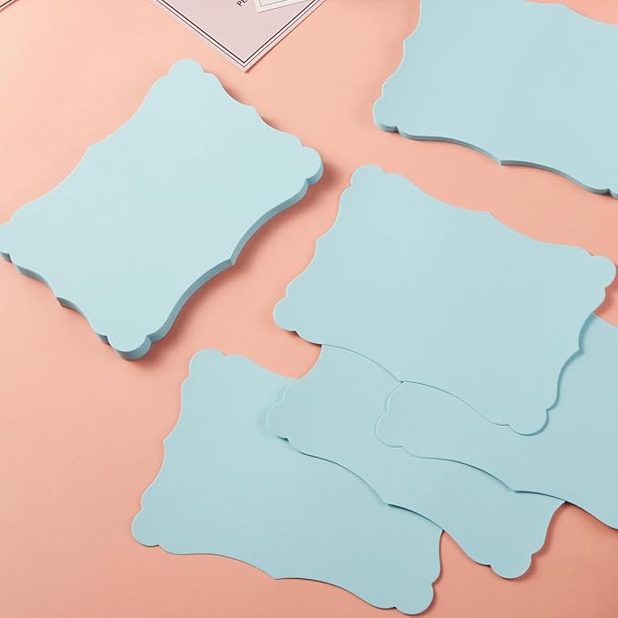 50 Pack Blank Kraft Cards Cardstock Thick Paper Brown Greeting Cards for DIY Gift Card Menus, Baby Shower and Wedding Invitations (Light Blue, 4x6IN)