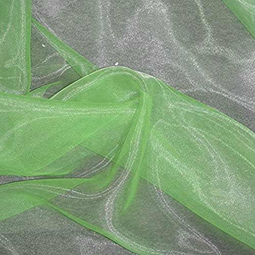 VDS Apple Green Organza Fabric, 35 Yards Continuous, 45” Wide, Wedding Party Decoration Iridescent Crystal Sheer Shiny Organza Tulle Bridal Dress DIY Crafts Costume Sewing Backdrop Arch Cloth