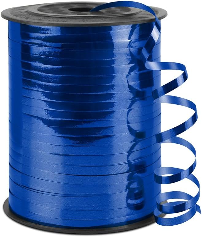 Blue Curling Ribbon, 1/5" Wide x 500 Yards Christmas Curling Ribbons for Gift Wrapping, Party Decoration, Balloon String, Hair, Ribbons for Florist Flower (1 Roll)
