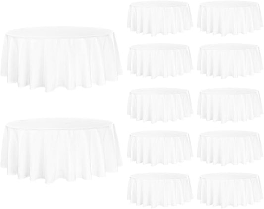 12 Pack White Round Tablecloth 90 Inch Round Table Covers Bulk Washable Polyester Fabric Round Table Clothes for Wedding Party Reception Banquet Buffet Restaurant (White, 90 Inch)