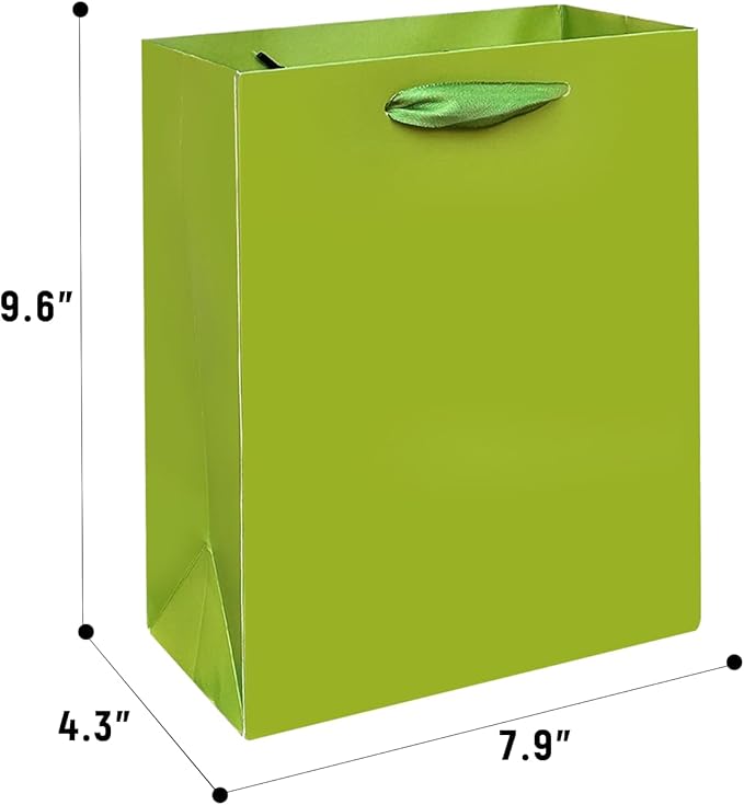 Gcardist Emerald Green Gift Bags with Tissue Paper for Wedding, Birthday, Party Supplies - 7.9"x4.3"x9.6" Medium Size Cardboard Gift Bags (5pcs + 10pcs Tissue Paper)