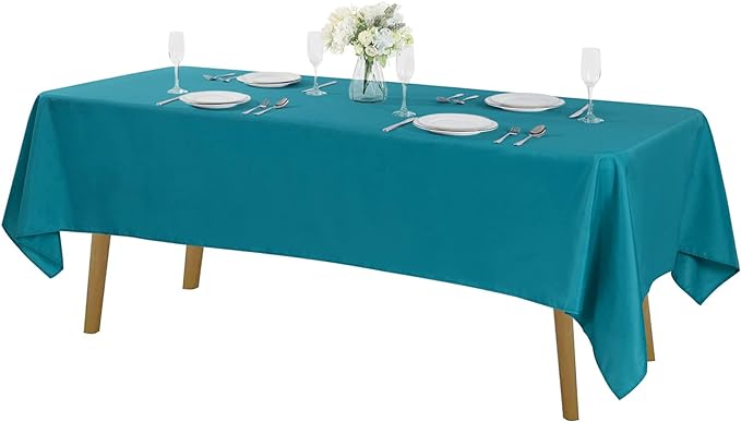 Rectangle Tablecloth 60x102 inch Washable Polyester Fabric Table Cloth for Wedding Party Dining Banquet Decoration（60x102, Teal）