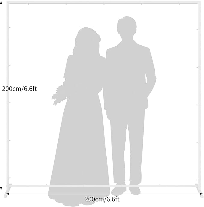 Wedding fashion arch background metal frame, (3.9, 5.2, 6.6 feet) suitable for background decoration frames such as weddings, birthdays, parties, baby showers, and photography (white, 6.6*6.6)