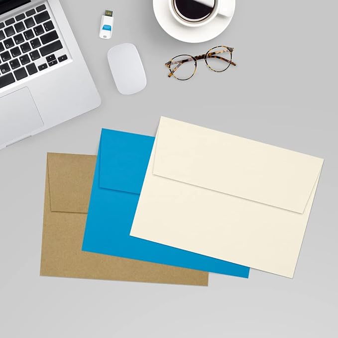 LUXPaper A7 Invitation Envelopes | Peel & Press | 5 1/4" x 7 1/4" | Natural | 80lb. Text | 30% Recycled | 1,000 Qty