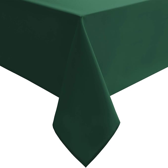 Hiasan Waterproof Tablecloth Rectangle - Washable Christmas Fabric Table Cloth for Dining Room Kitchen Birthday Party and Outdoor Use, Hunter Green, 30 x 60 Inch