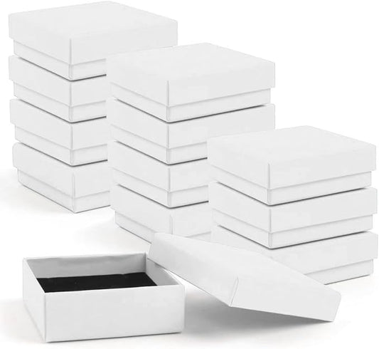 Gift Box Necklace Earring Ring Box Gift Box,12 Pieces Square Cardboard Jewelry Gift Boxes,Cotton Filled Cardboard Paper Jewelry Box Gift Case (3.5x3.5x1.25 Inches) (White)