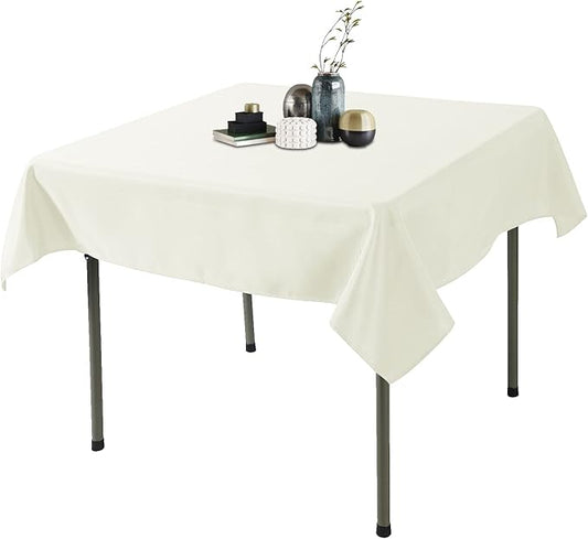 Ascoza 2pack 52x52 Inch Ivory Square in Polyester Fabric Tablecloth for Wedding,Banquet,Restaurant and Parties