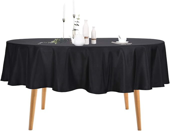 Ascoza 6pack 70 Inch Black Round Tablecloth in Polyester Fabric for Wedding/Banquet/Restaurant/Parties