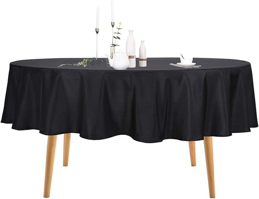 Ascoza 2pack 60 Inch Black Rectangular Tablecloth in Polyester Fabric for Wedding/Banquet/Restaurant/Parties