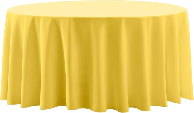 Round Tablecloth 120 Inch 2 Pack Yellow Tablecloths Washable Decorative Linen Polyester Table Clothes Cover for Dining Table Banquets Buffet Parties and Wedding