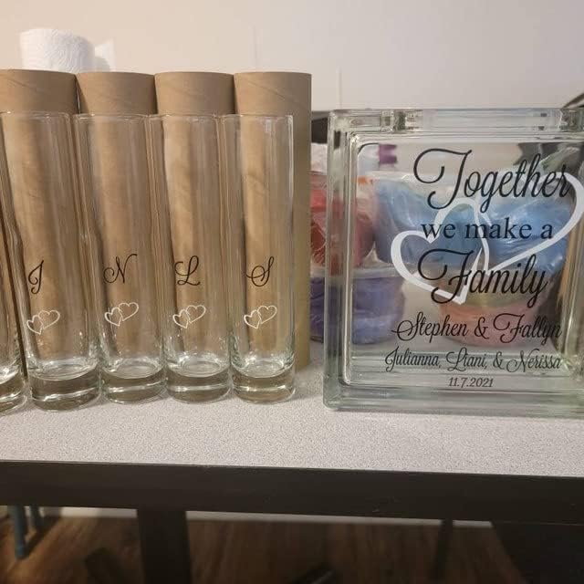 Glass Unity Sand Set for Weddings w LID, Sand, Ink Printed - Personalized Blended Family Wedding Sand Ceremony, Together We Make a Family, Unity Candle Alternative, Sand Wedding Ceremony Kit Blended