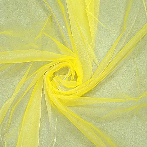 VDS Yellow Organza Fabric, 15 Yards Continuous, 45” Wide, Wedding Party Decoration Iridescent Crystal Sheer Shiny Organza Tulle Bridal Dress DIY Crafts Costume Sewing Backdrop Arch Cloth