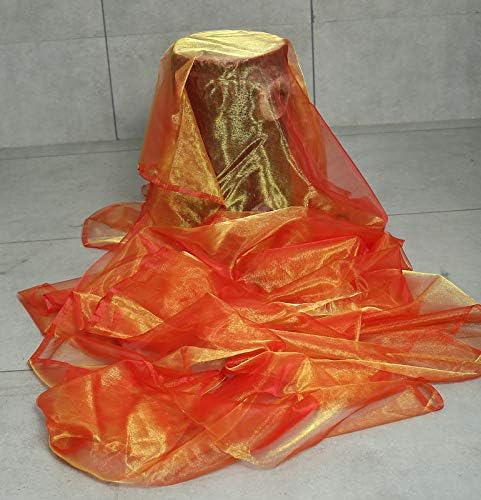 VDS Brunt Orange Organza Fabric, 35 Yards Continuous, 45” Wide, Wedding Party Decoration Iridescent Crystal Sheer Shiny Organza Tulle Bridal Dress DIY Crafts Costume Sewing Backdrop Arch Cloth