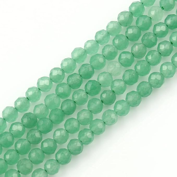 Song Xi 90pcs 4mm Natural Green Aventurine Gemstone Beads Faceted Round Loose Stone Beads for Jewelry Making