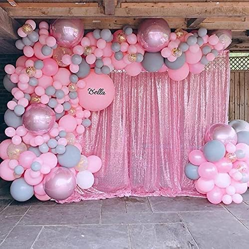 Pink Sequin Backdrop Curtain 8FTX8FT 1 Panel Sparkly Background Drapes for Party Birthdays Wedding Decor