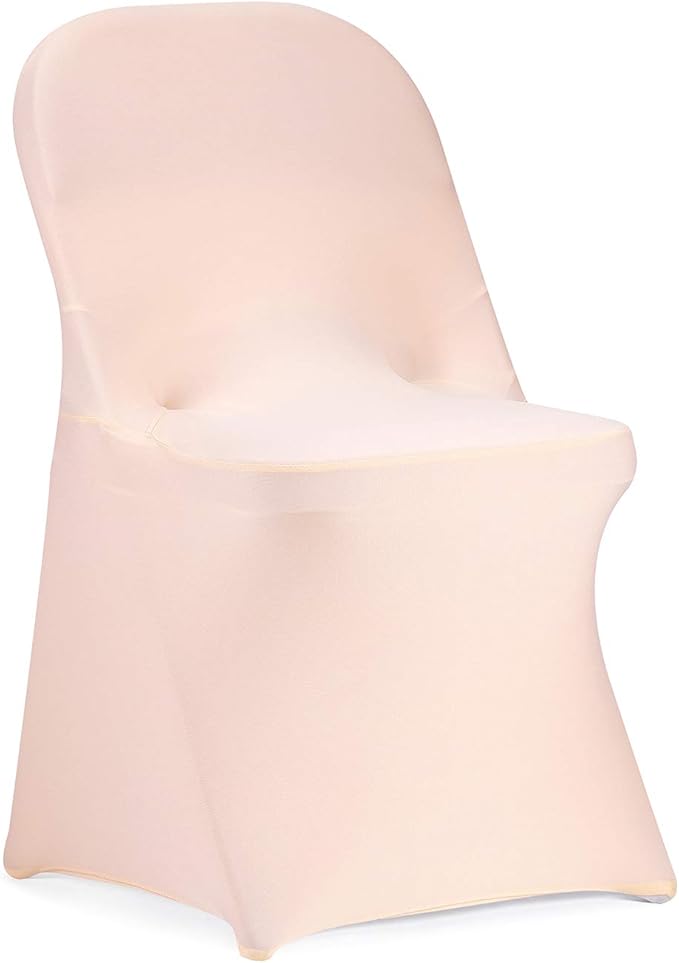 Peomeise Stretch Spandex Folding Chair Cover for Wedding Party Dining Banquet Event (Blush Pink,6pcs)