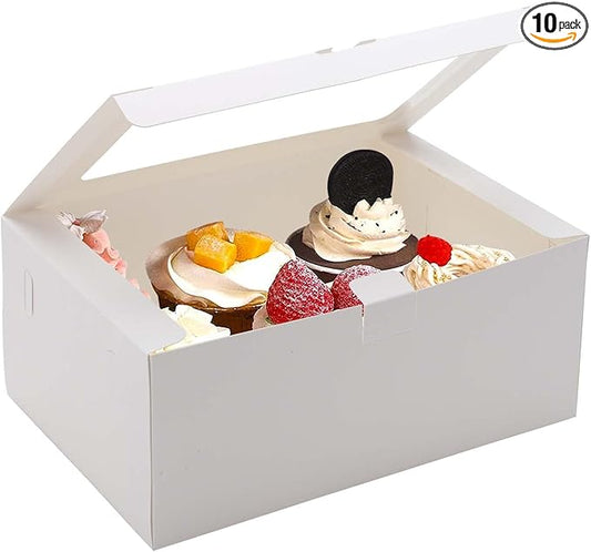 10-Set Cupcake Boxes with Inserts and Window Hold 6 Cupcakes,Cupcake Containers Bakery Cake Box,Pastry Carrier For Donut Cookie Treat Muffin Chocolate Bombs,9.4x6.3x3.9 In
