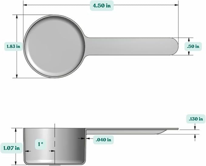39 mL (8 Teaspoon | 1.32 Oz. | 2.63 Tablespoon) Long Handle Scoop for Measuring Coffee, Pet Food, Grains, Protein, Spices and Other Dry Goods (Pack of 5)