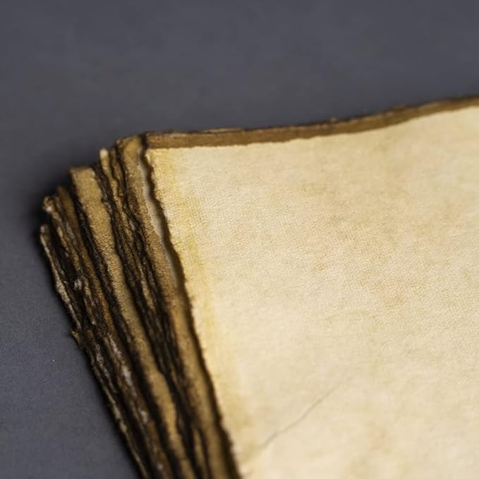 Wanderings Handmade Antique Blank Cards with Slighly Burned Paper Edge - 4"x6" Package of 50 - Mixed Media Cards for Announcements Invitations Crafts - Thick 150 GSM Recycled Paper