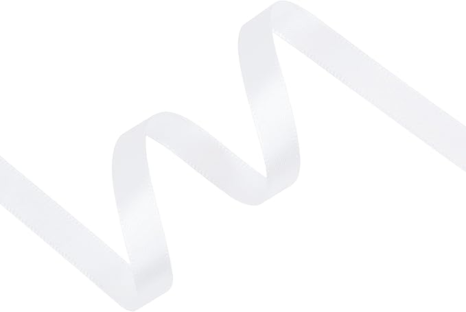 White Satin Ribbon 3/8 inch X Continuous 50 Yards, Single Face Polyester Ribbon Perfect for Gift Wrapping, Flower Bouquet, Wedding Decor, Crafts, Bow Making, Sewing and More