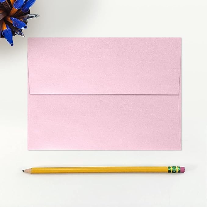 LUXPaper A7 Invitation Envelopes | Peel & Press | 5 1/4" x 7 1/4" | Rose Quartz Metallic | 80lb. Text | 250 Qty