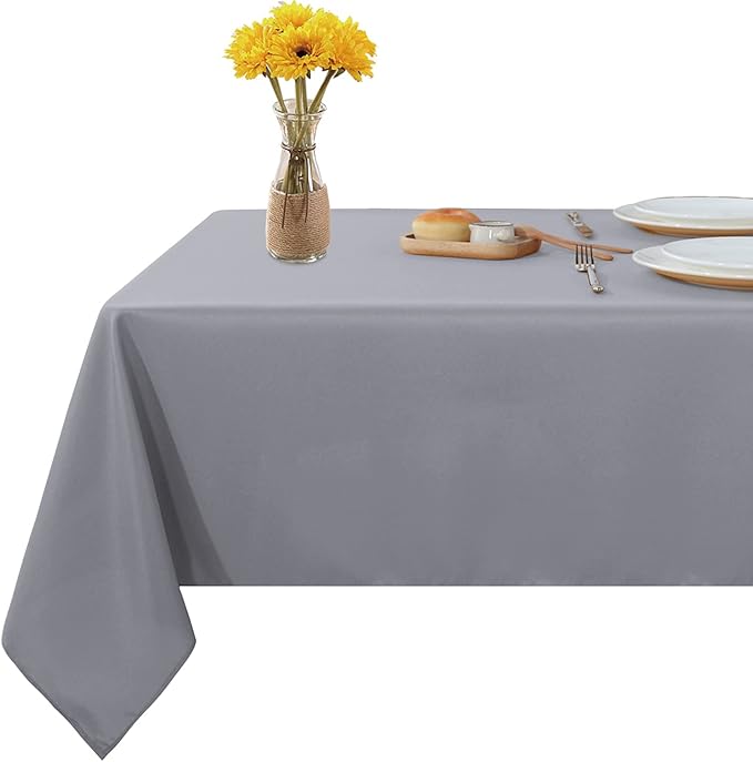 Fitable Rectangle Tablecloth Stain and Wrinkle Resistant Washable Polyester Table Cloth for Buffet Parties and Camping (54x108 inch, Light Grey)