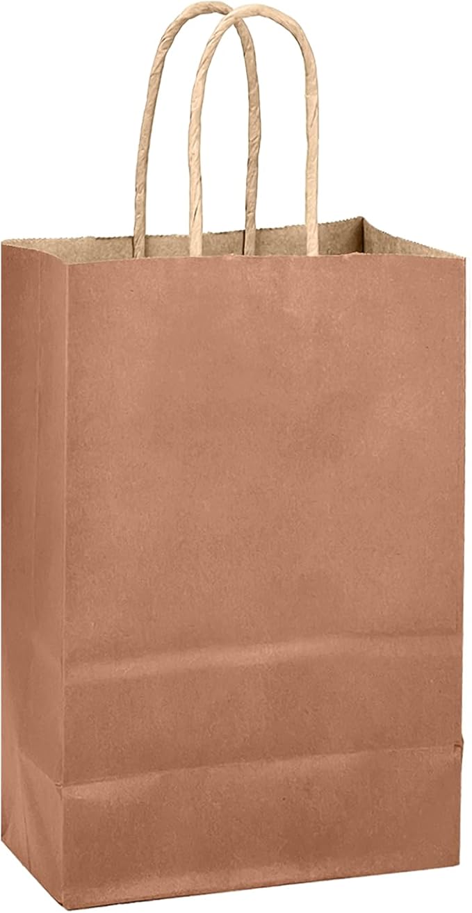 qiqee Apricot Gift Bag with Handles Bulk 24Pcs Paper Bags -8.3"x6"x3. 15" Party Favor Bags - Solid Color