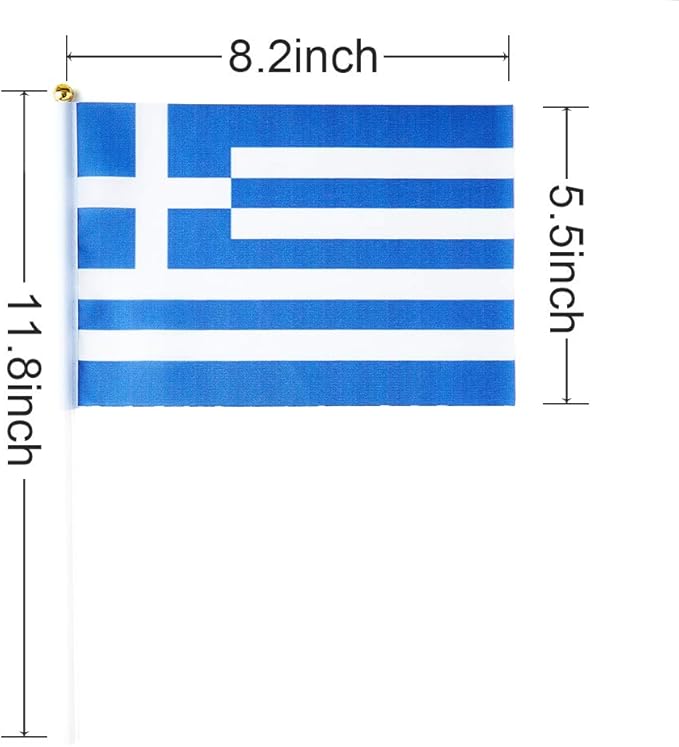Greece Flag Greek Flag, Small Mini Handheld Greece Flags on Stick, Ideal for Party Parades Sports Events Patriotic Festival Decorations