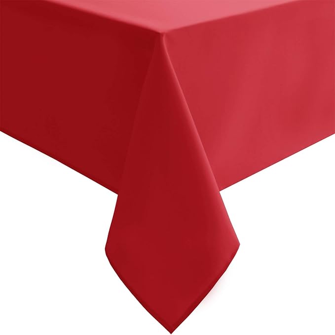 Hiasan Red Tablecloth Square - Wateproof and Spillproof Kitchen Christmas Washable Polyester Table Cloth for Dining Room, 30 x 30 Inch