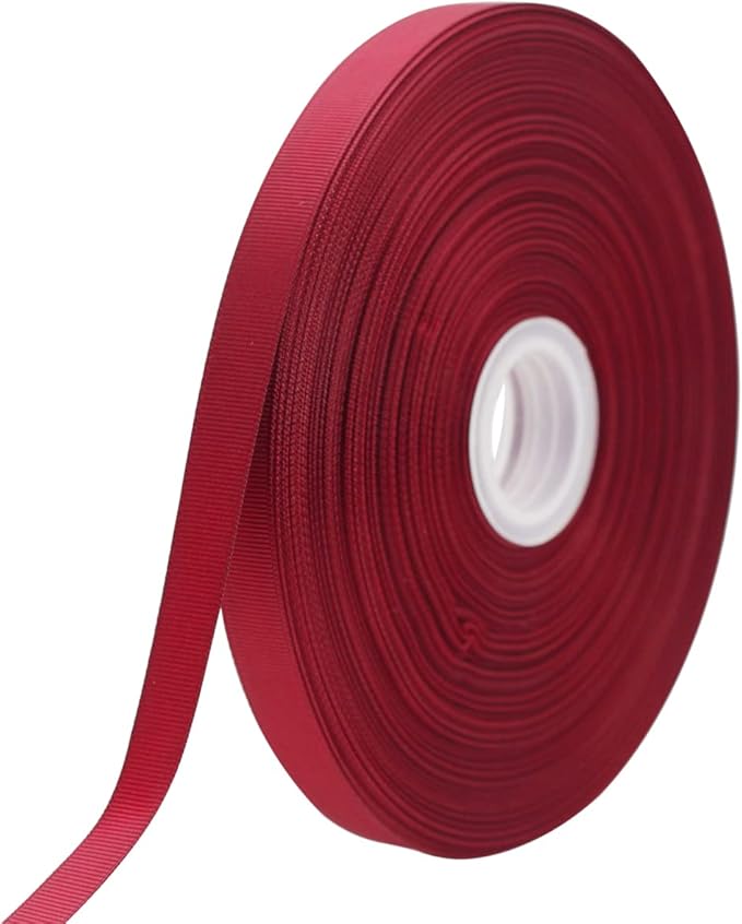 Jesep One Roll 100 Yards 5/8" Soild Grosgrain Ribbon Boutique Gift Wrapping Package Ribbon, DIY Crafts Bow Hair Headband Accessories Assorted Ribbon#790 (5/8" 15mm, Maroon)