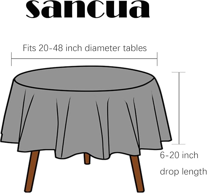 sancua Round Tablecloth - 60 Inch - Water Resistant Spill Proof Washable Polyester Table Cloth Decorative Fabric Table Cover for Dining, Buffet Parties and Camping, Blush (Fits 20-48 Inch Tables)
