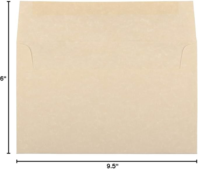 JAM PAPER A10 Parchment Invitation Envelopes - 6 x 9 1/2 - Brown Recycled - 50/Pack