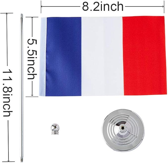 France Flag French Flags, Small Mini French Desk Flag, Used for Table Office Classroom Home Patriotic Events Decorations